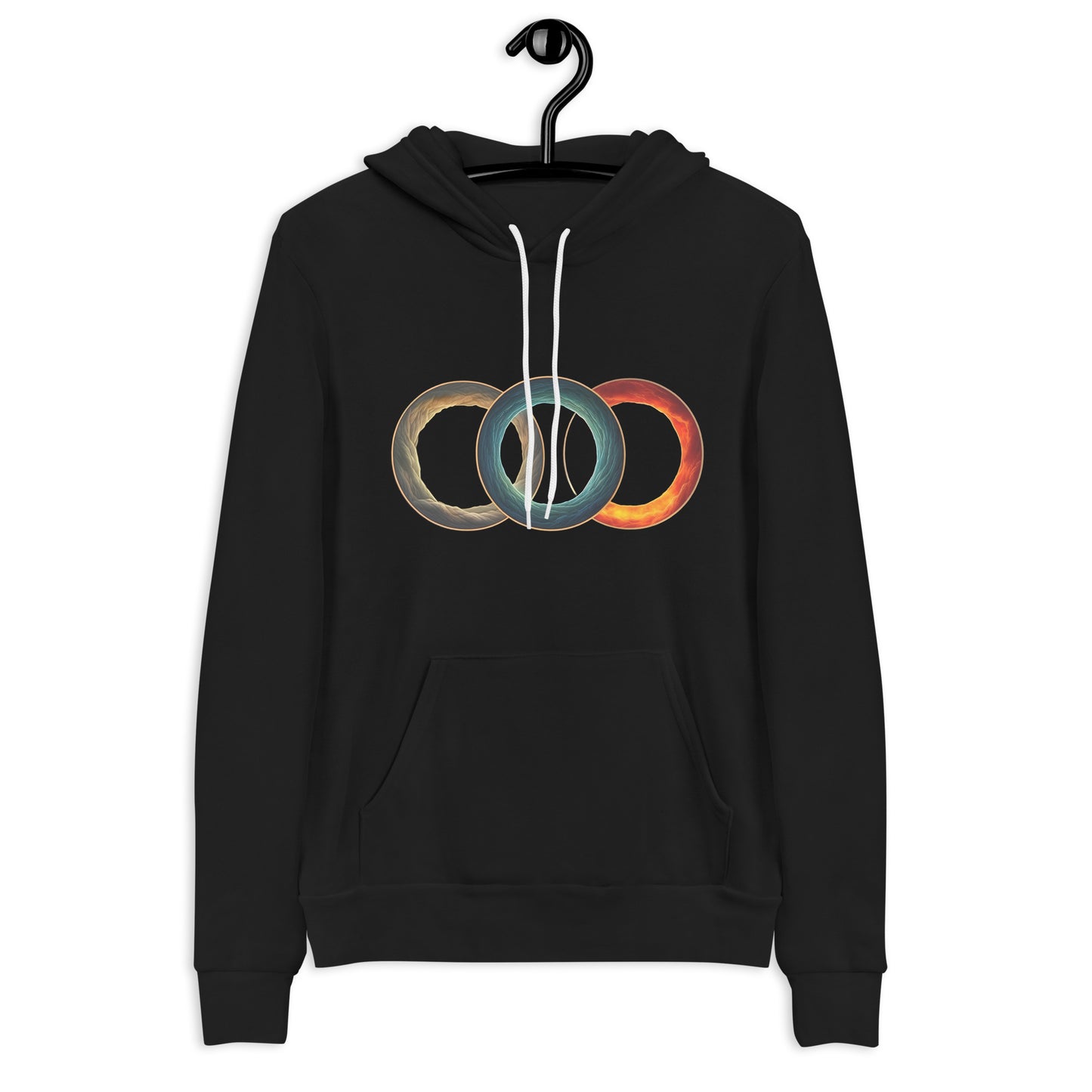 Elemental Rings Unisex Hoodie | Timeless Elegance Meets Elemental Symbols