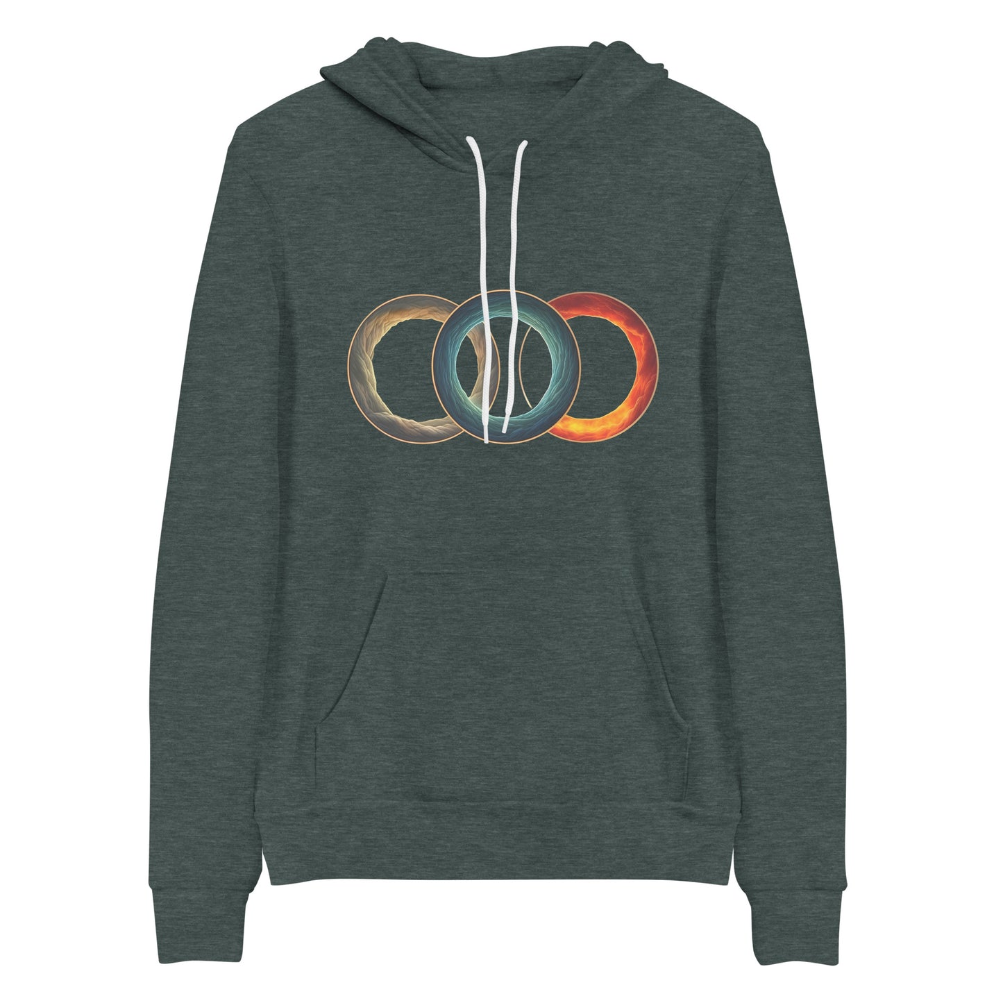 Elemental Rings Unisex Hoodie | Timeless Elegance Meets Elemental Symbols