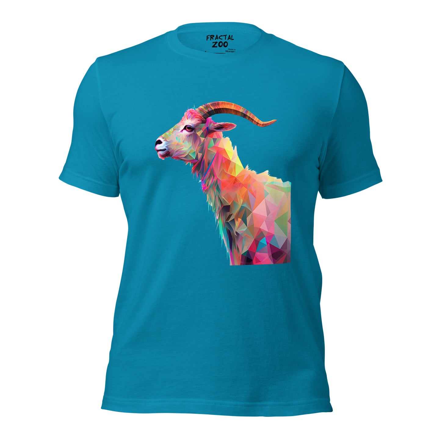 Geometric Goat Harmony T-Shirt at Fractal Zoo where Art Meets Comfort