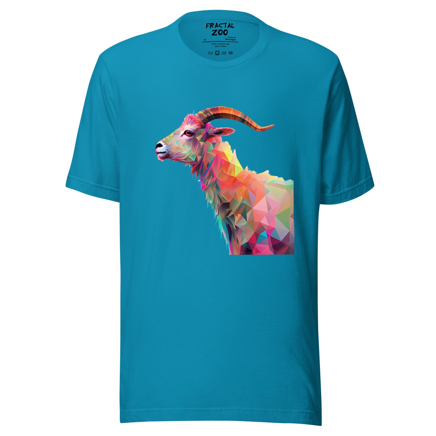 Geometric Goat Harmony T-Shirt at Fractal Zoo where Art Meets Comfort