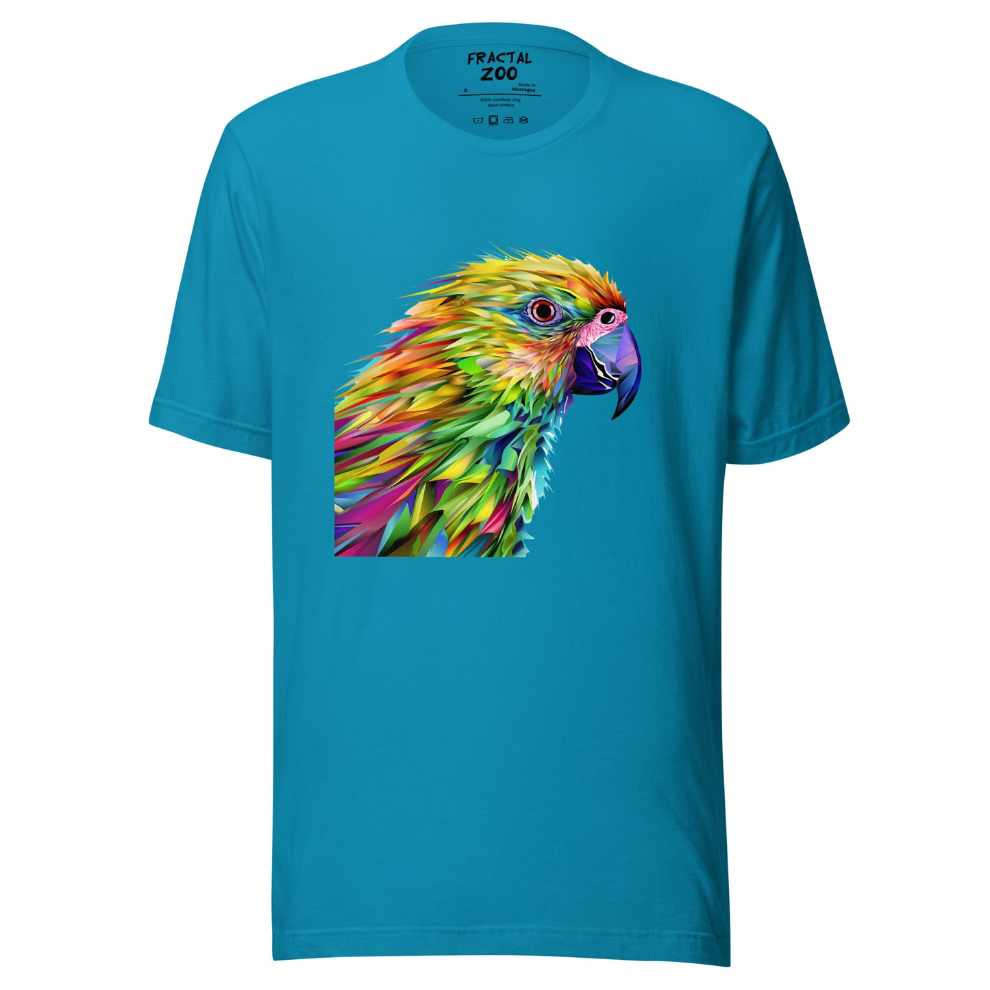 Express Your Love for Art and Nature with our Kaleidoscope Parrot Tee