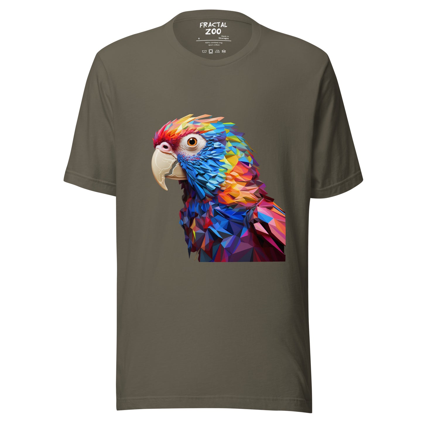 Geometric Fractal Parrot Unisex t-shirt | Art Meets Nature in Every Thread