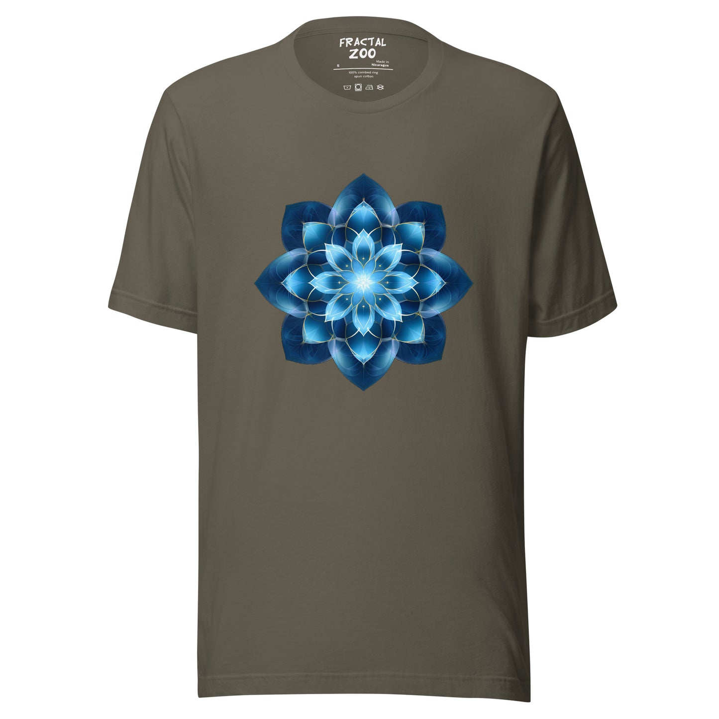 Azure Geometric Bloom T-Shirt | A Harmony of Nature and Math Where Artistry Meets Sustainability