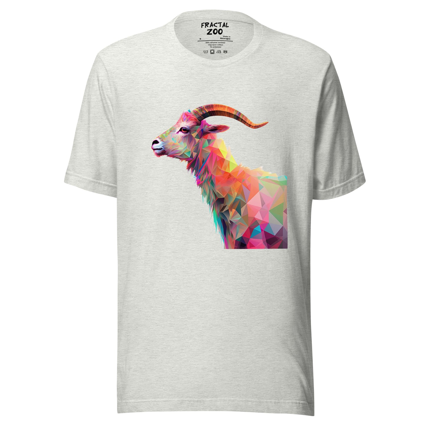 Geometric Goat Harmony T-Shirt at Fractal Zoo where Art Meets Comfort