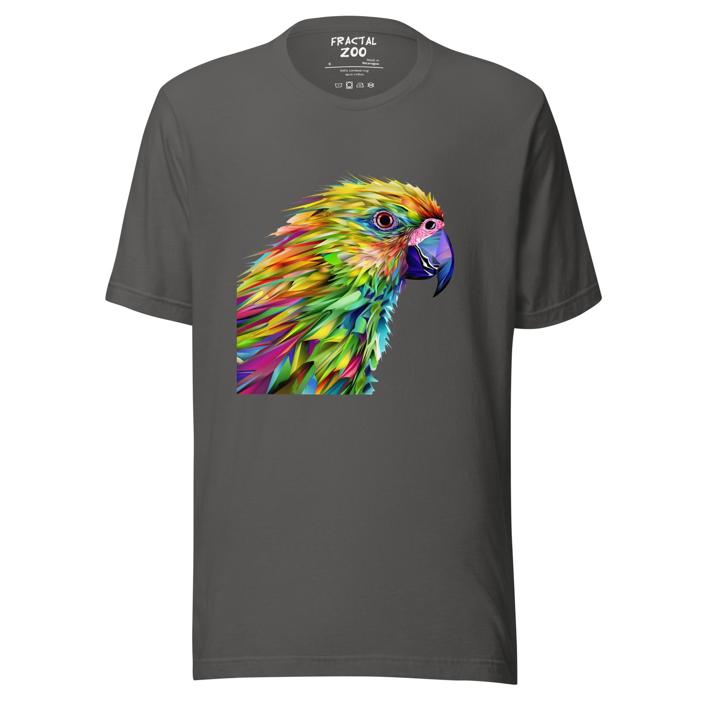 Express Your Love for Art and Nature with our Kaleidoscope Parrot Tee