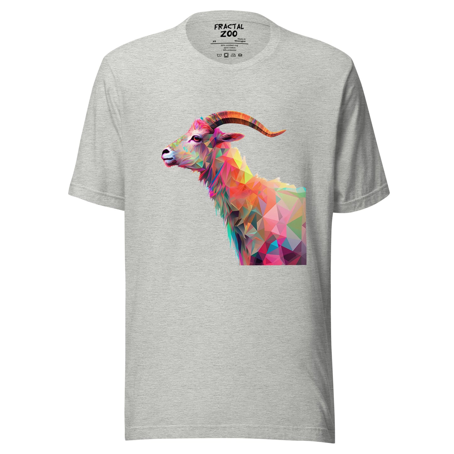 Geometric Goat Harmony T-Shirt at Fractal Zoo where Art Meets Comfort