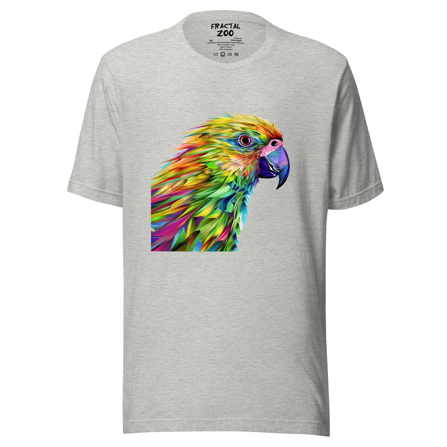 Express Your Love for Art and Nature with our Kaleidoscope Parrot Tee