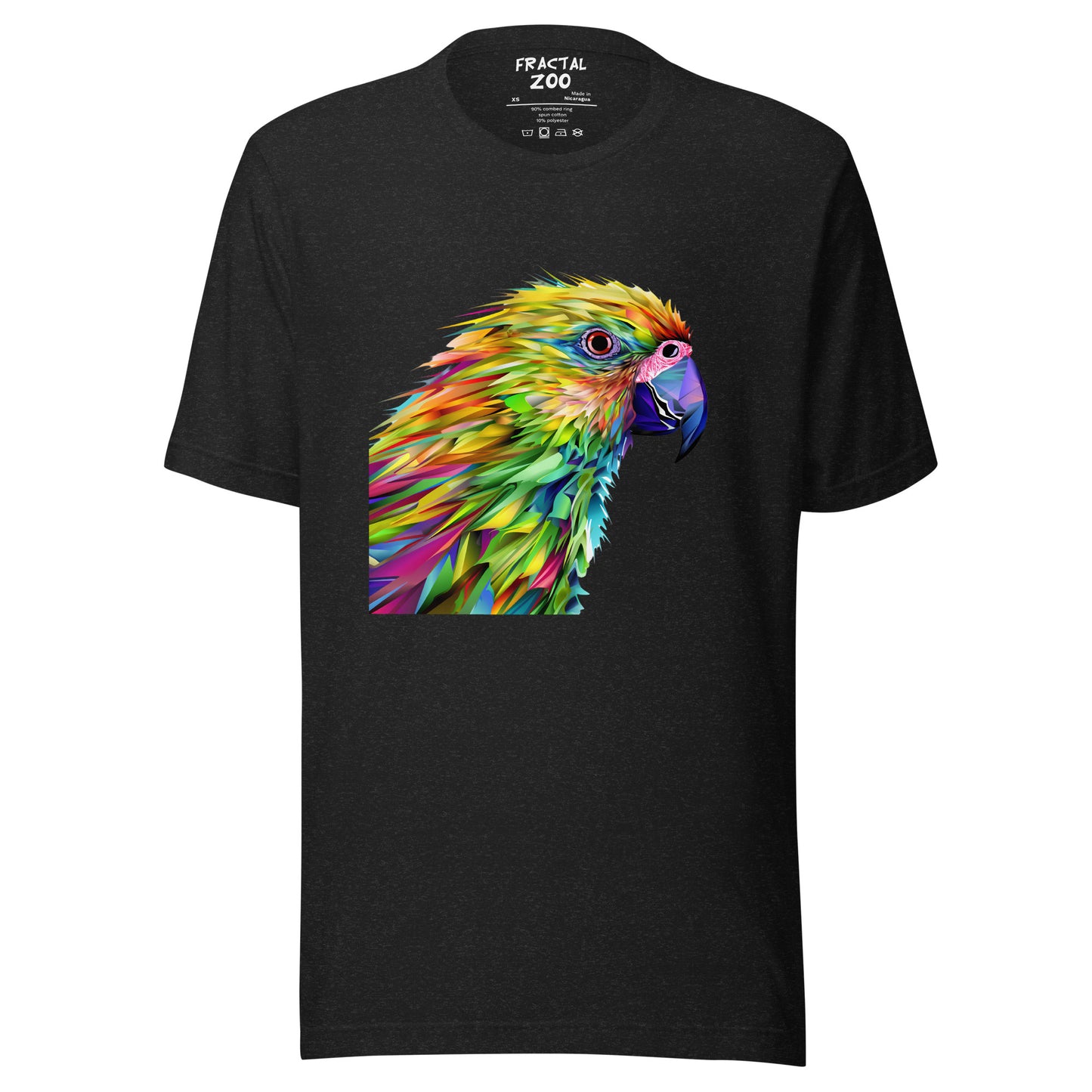 Express Your Love for Art and Nature with our Kaleidoscope Parrot Tee