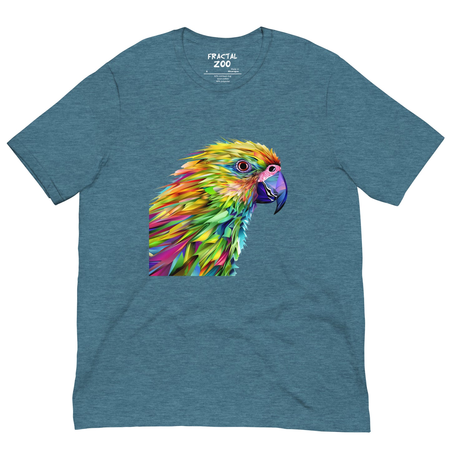 Express Your Love for Art and Nature with our Kaleidoscope Parrot Tee