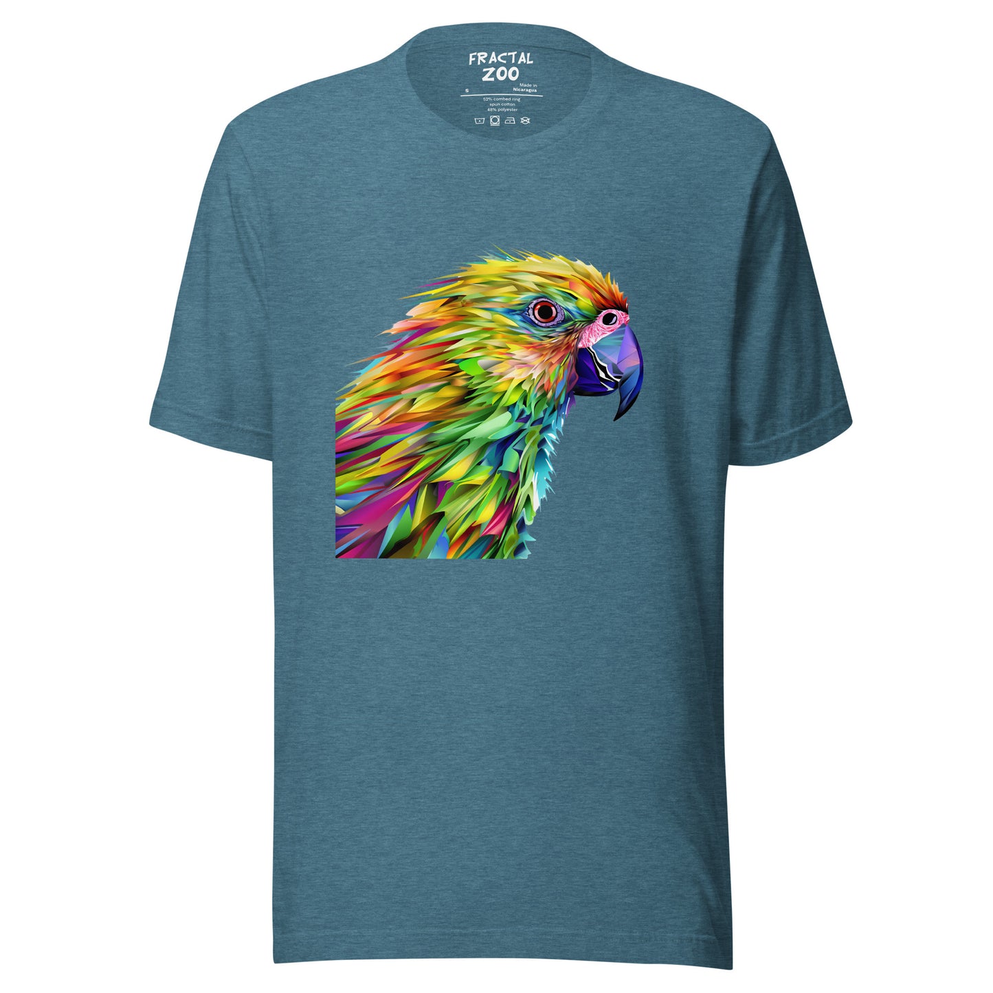 Express Your Love for Art and Nature with our Kaleidoscope Parrot Tee