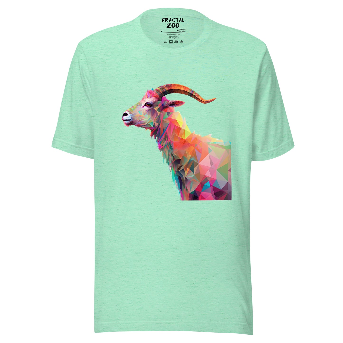 Geometric Goat Harmony T-Shirt at Fractal Zoo where Art Meets Comfort