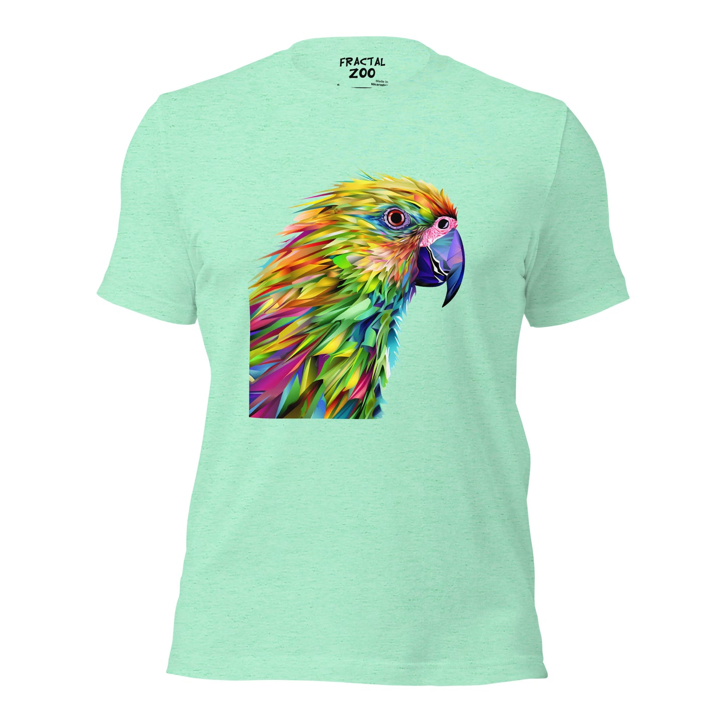 Express Your Love for Art and Nature with our Kaleidoscope Parrot Tee