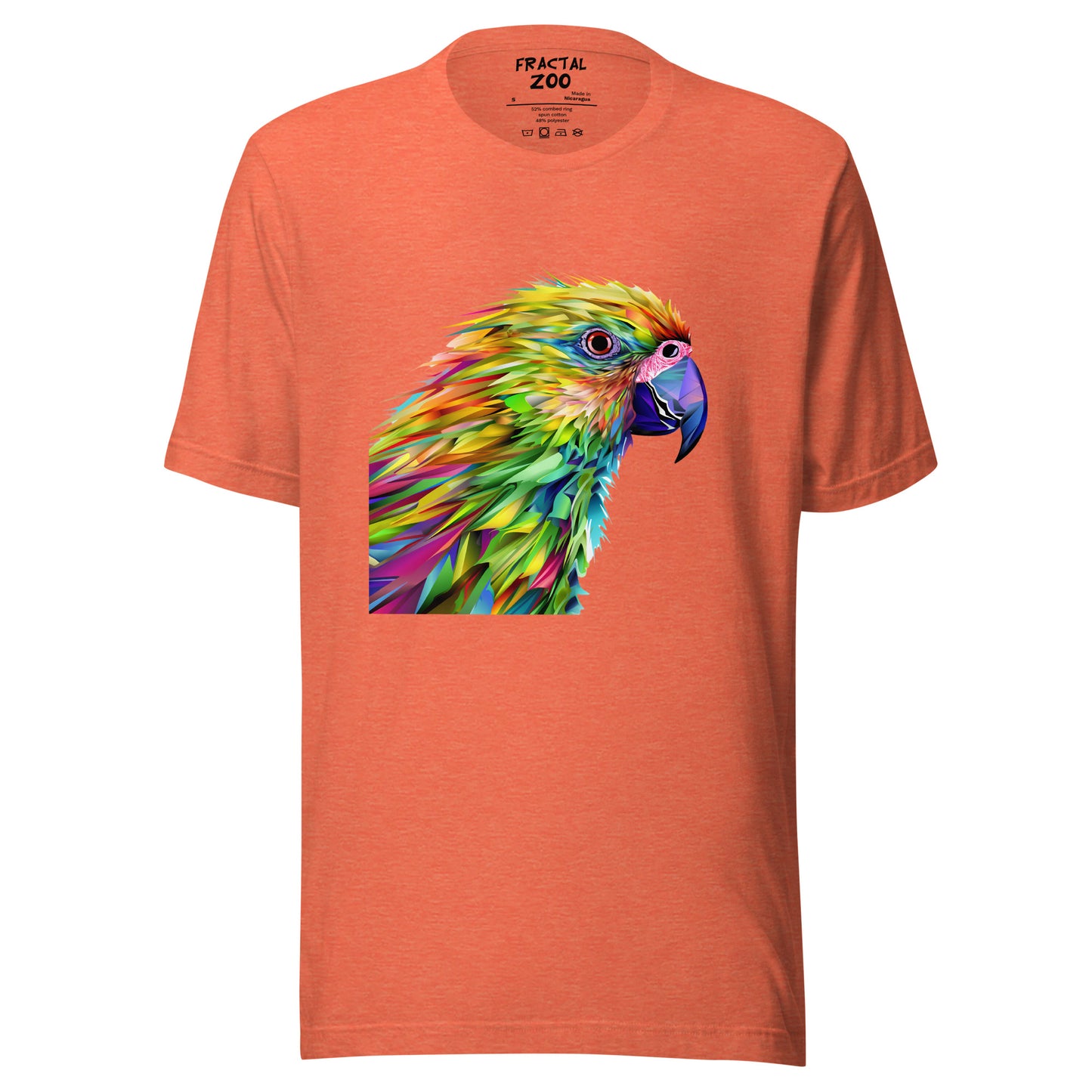 Express Your Love for Art and Nature with our Kaleidoscope Parrot Tee