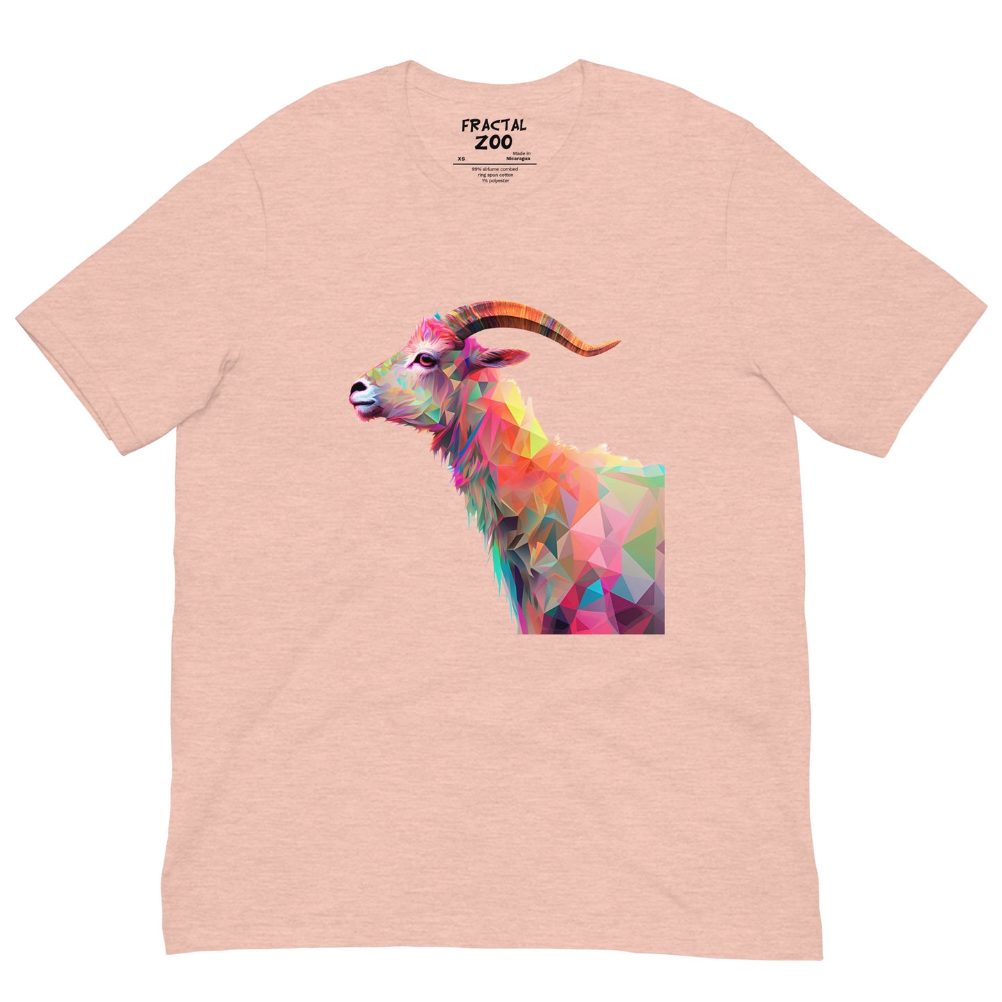 Geometric Goat Harmony T-Shirt at Fractal Zoo where Art Meets Comfort