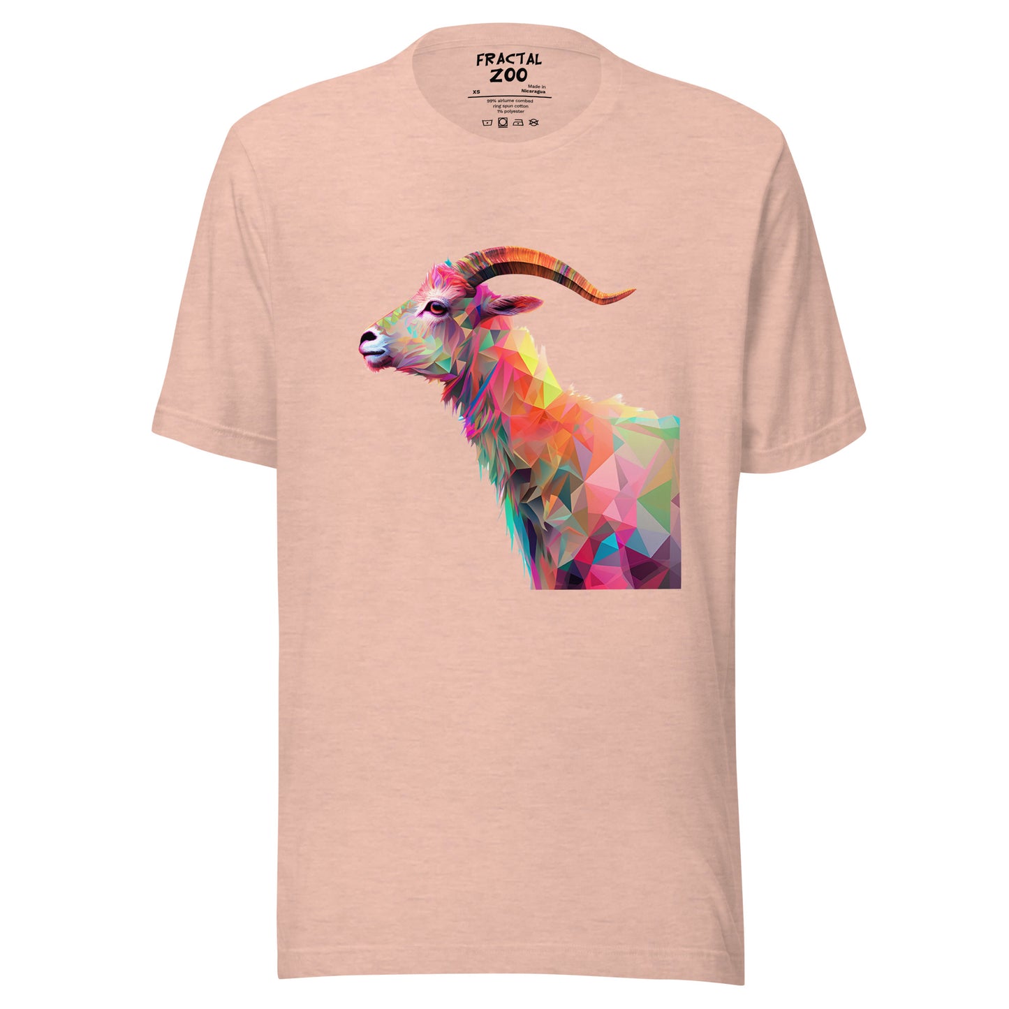 Geometric Goat Harmony T-Shirt at Fractal Zoo where Art Meets Comfort