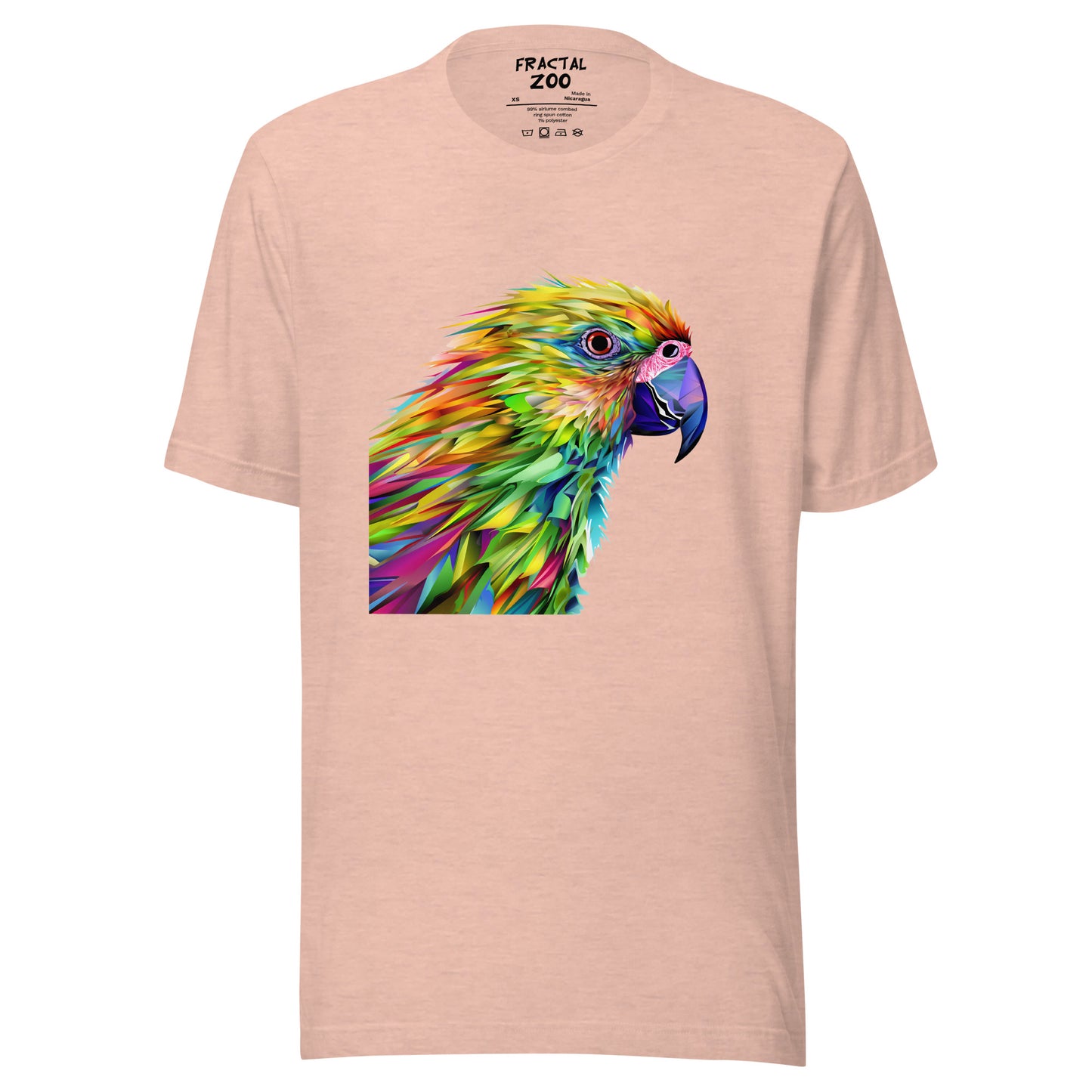 Express Your Love for Art and Nature with our Kaleidoscope Parrot Tee