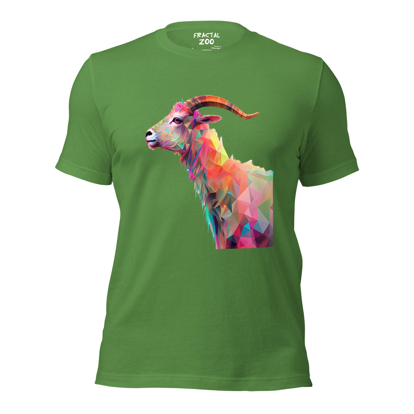 Geometric Goat Harmony T-Shirt at Fractal Zoo where Art Meets Comfort