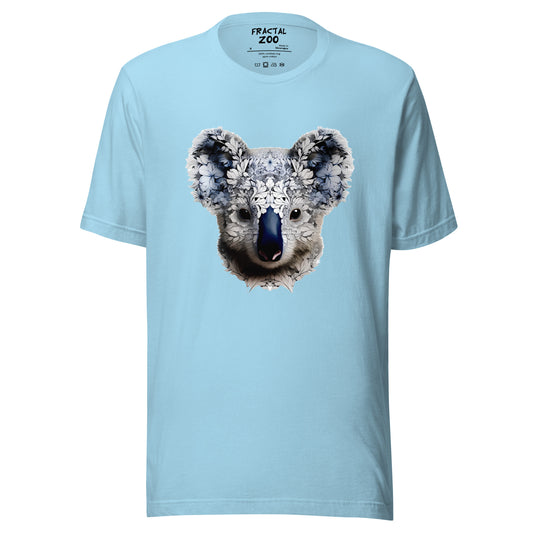 Discover the Wild with Flower Fractal Koala-Print Unisex T-Shirts for Nature Enthusiasts