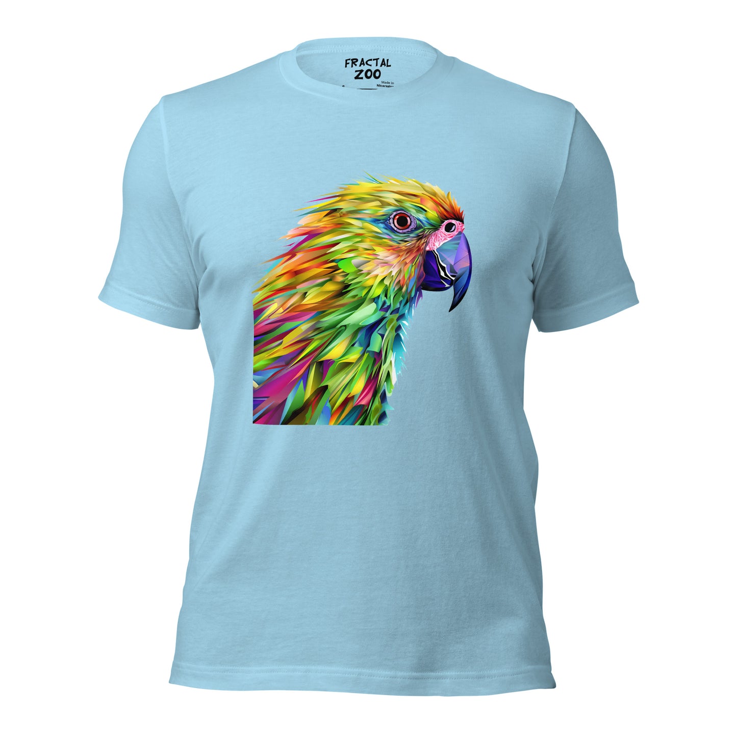 Express Your Love for Art and Nature with our Kaleidoscope Parrot Tee