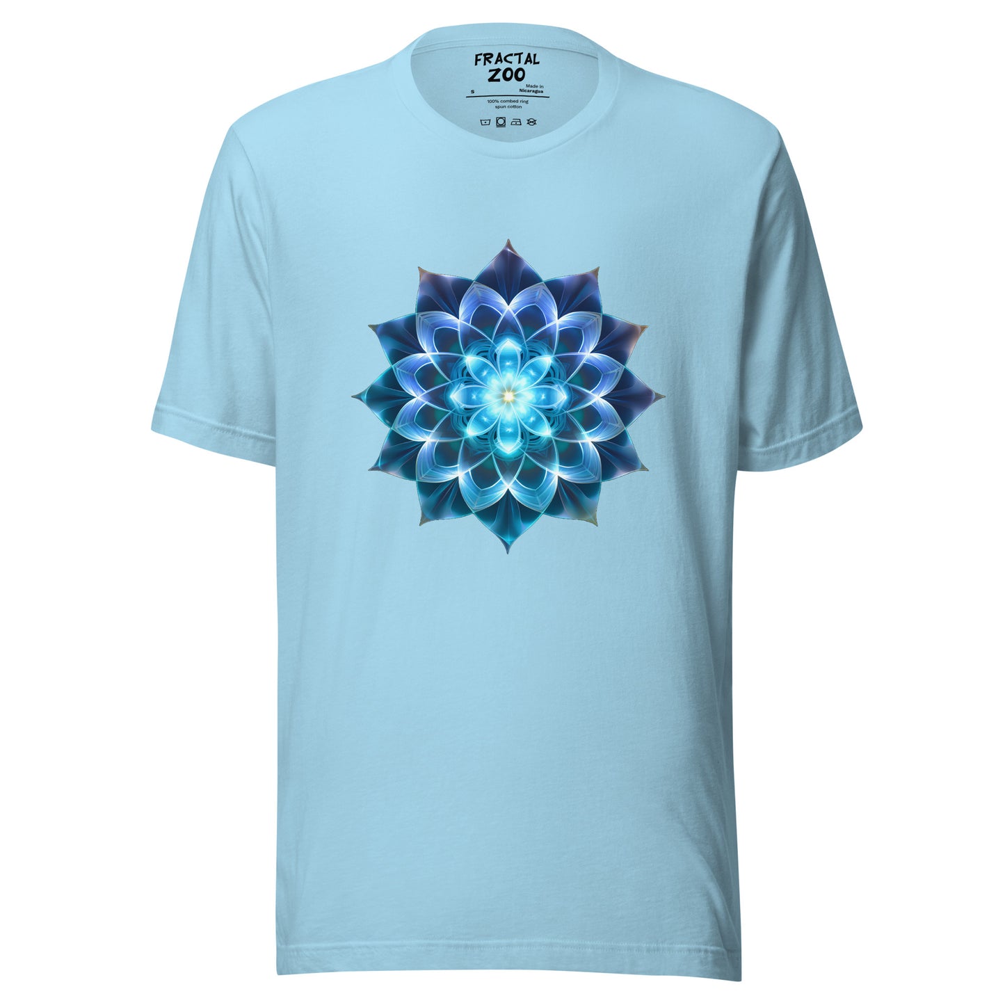 Sacred Blue Blossom Tee | Art, Geometry, and Eco-Friendly Fashion Converge