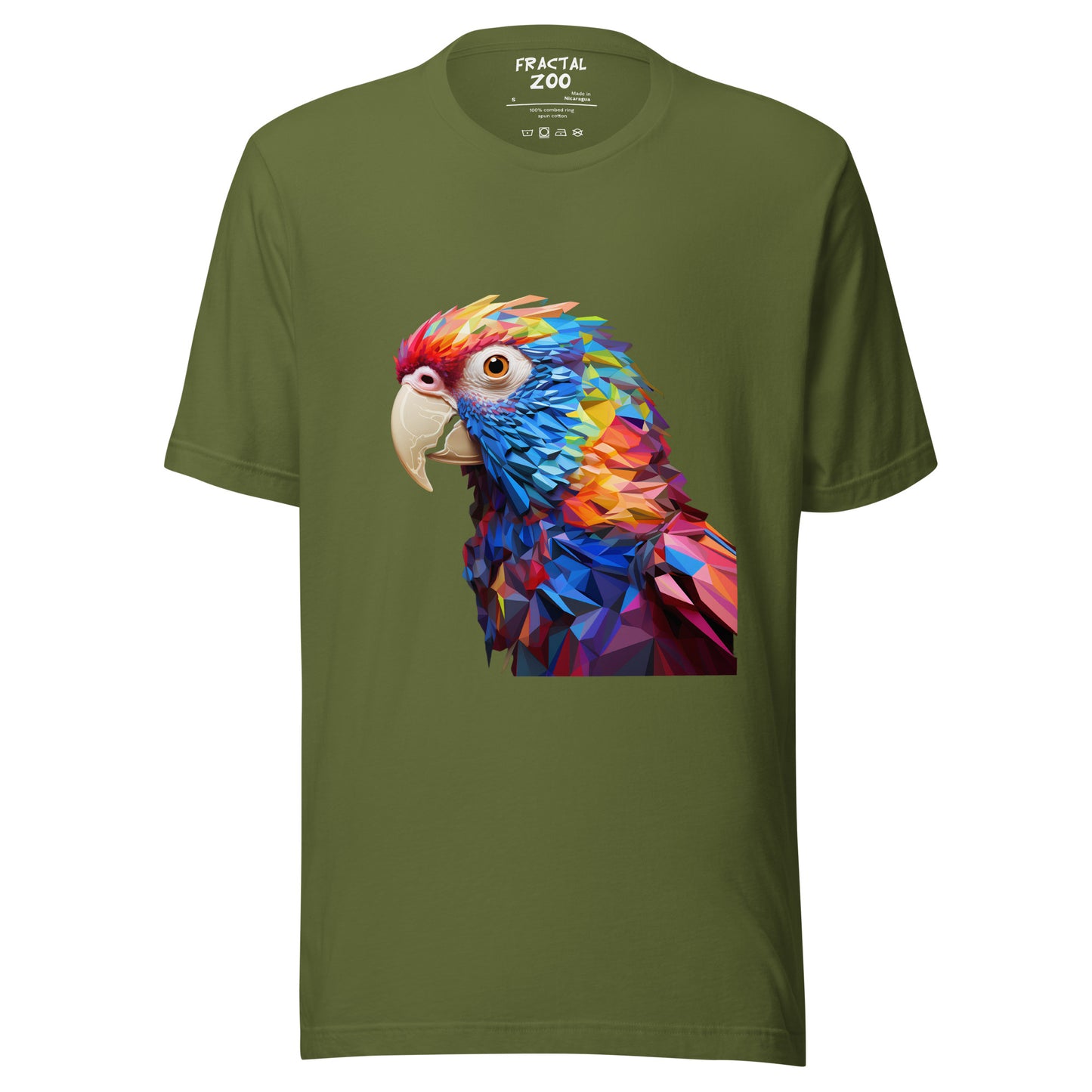 Geometric Fractal Parrot Unisex t-shirt | Art Meets Nature in Every Thread