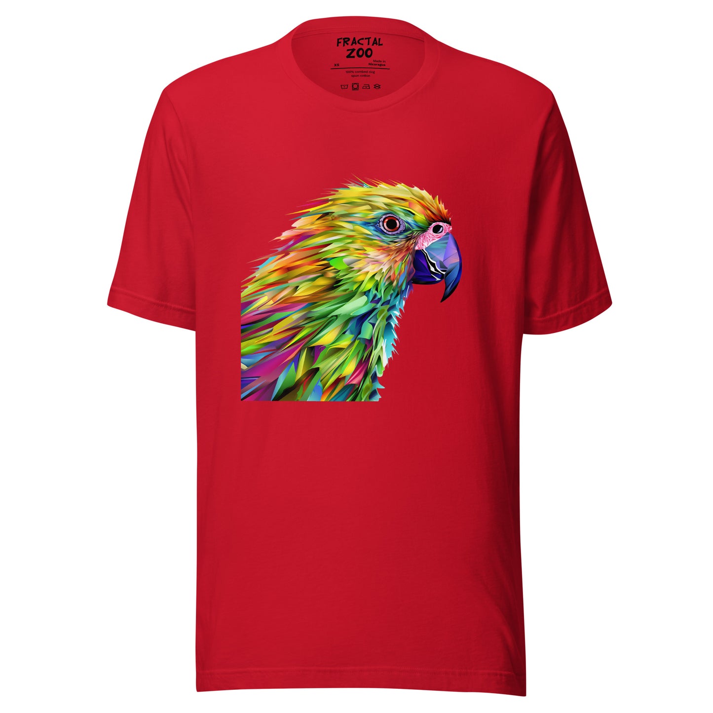 Express Your Love for Art and Nature with our Kaleidoscope Parrot Tee