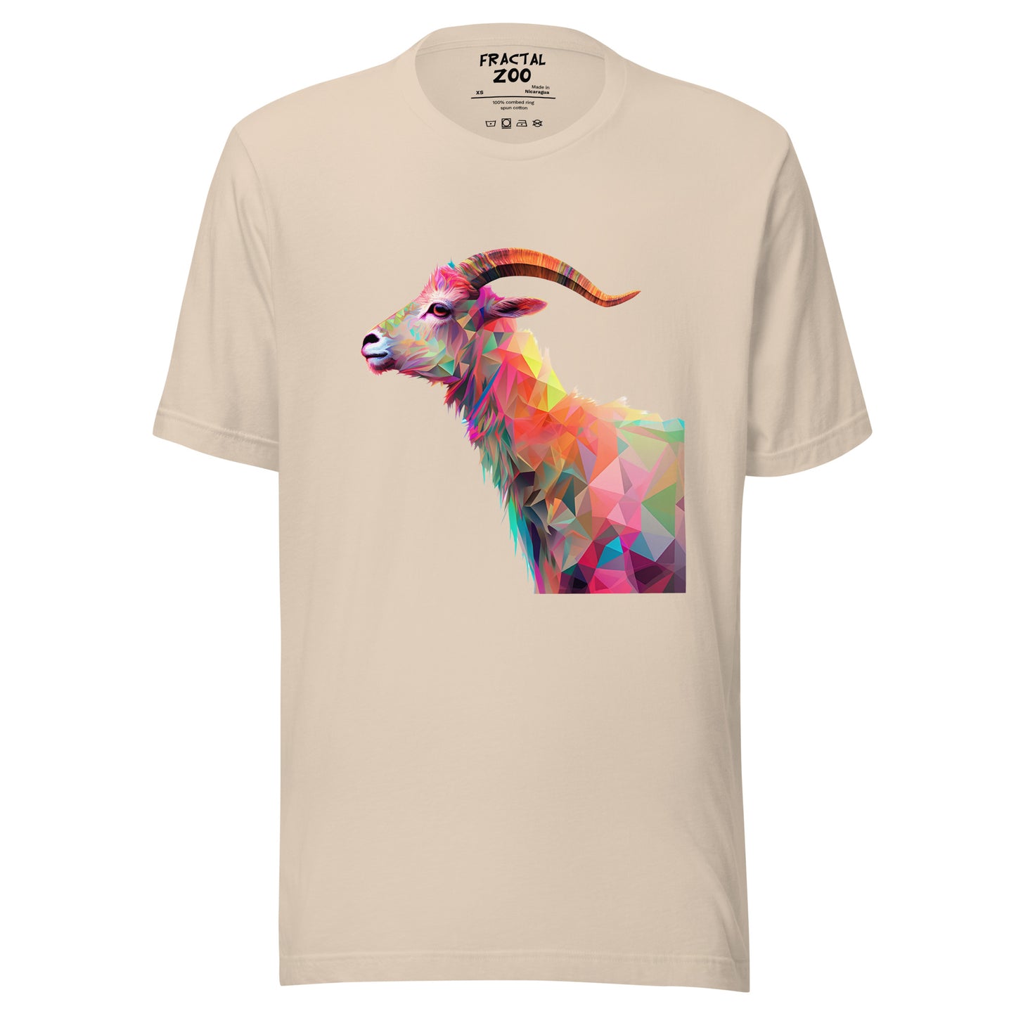 Geometric Goat Harmony T-Shirt at Fractal Zoo where Art Meets Comfort