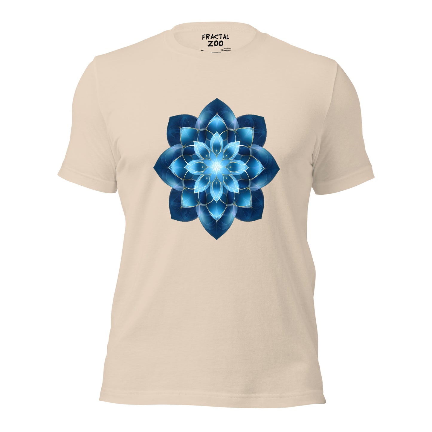 Azure Geometric Bloom T-Shirt | A Harmony of Nature and Math Where Artistry Meets Sustainability