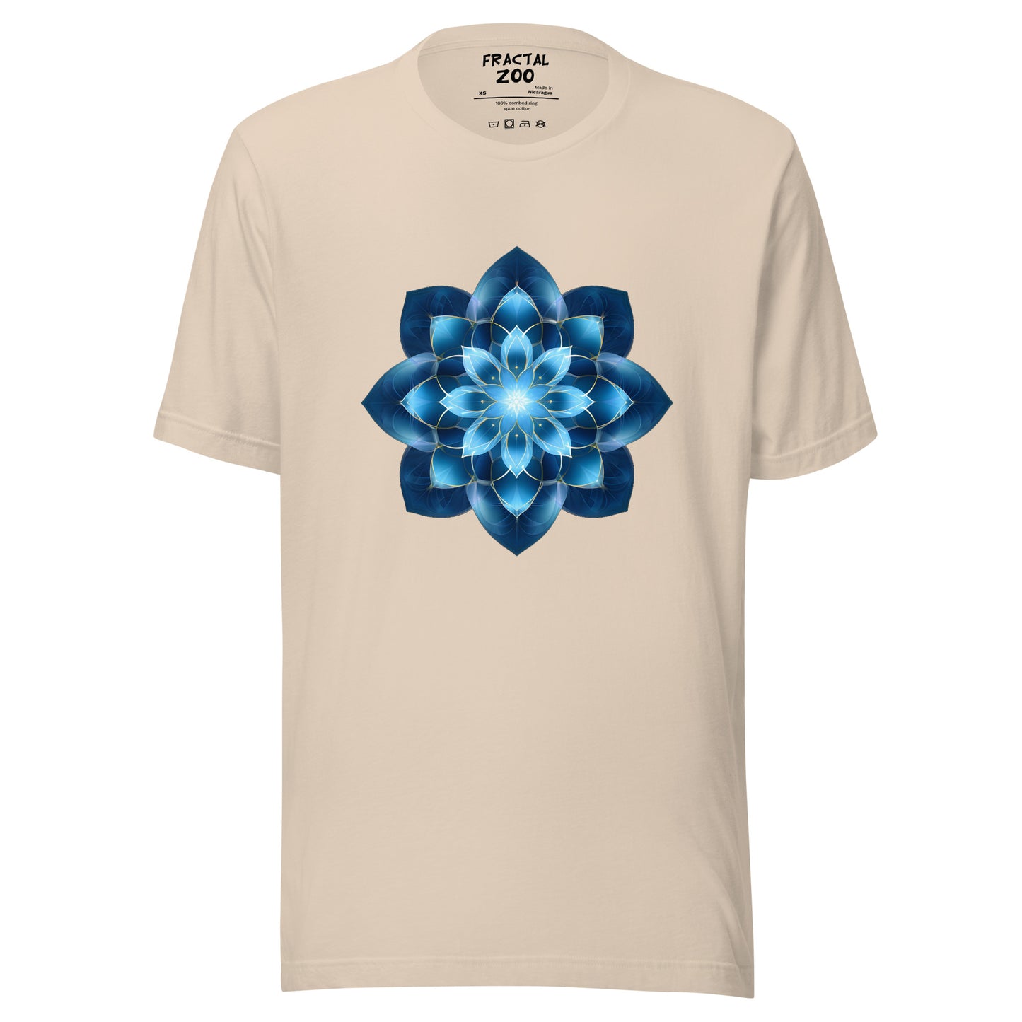 Azure Geometric Bloom T-Shirt | A Harmony of Nature and Math Where Artistry Meets Sustainability