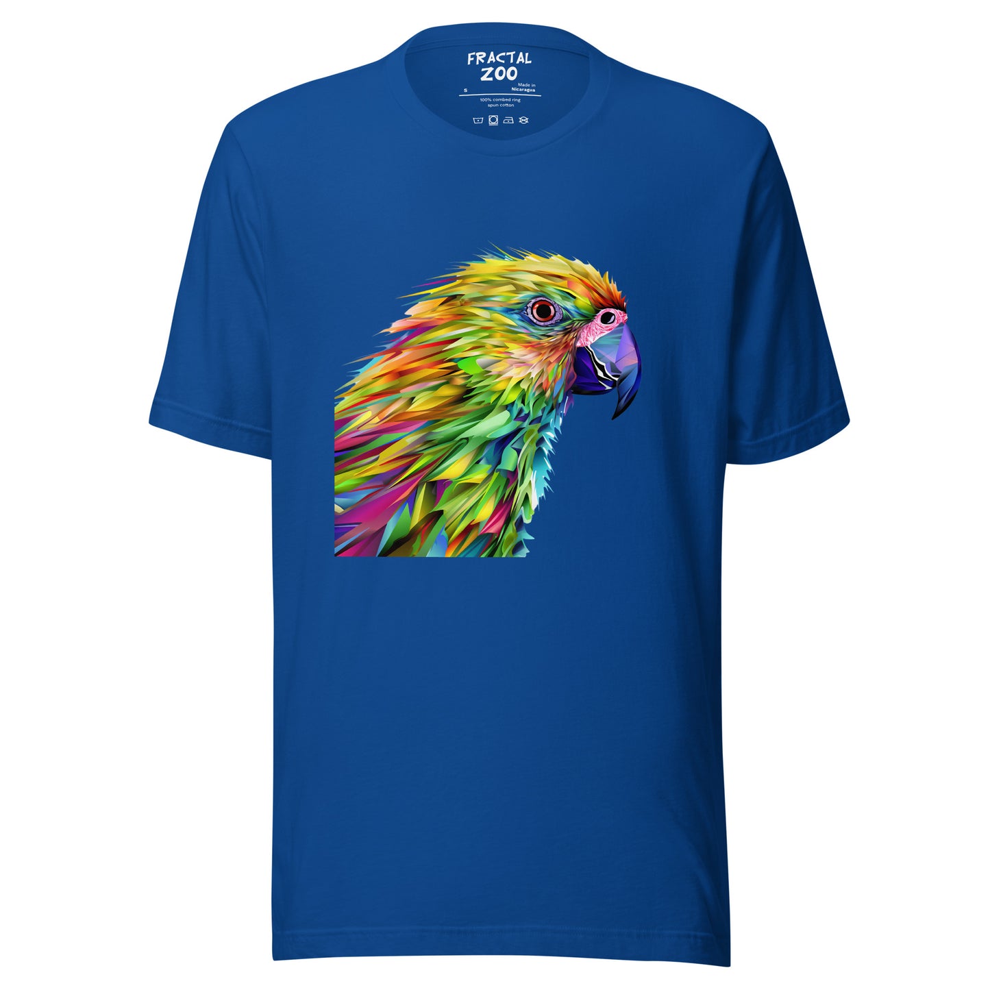 Express Your Love for Art and Nature with our Kaleidoscope Parrot Tee