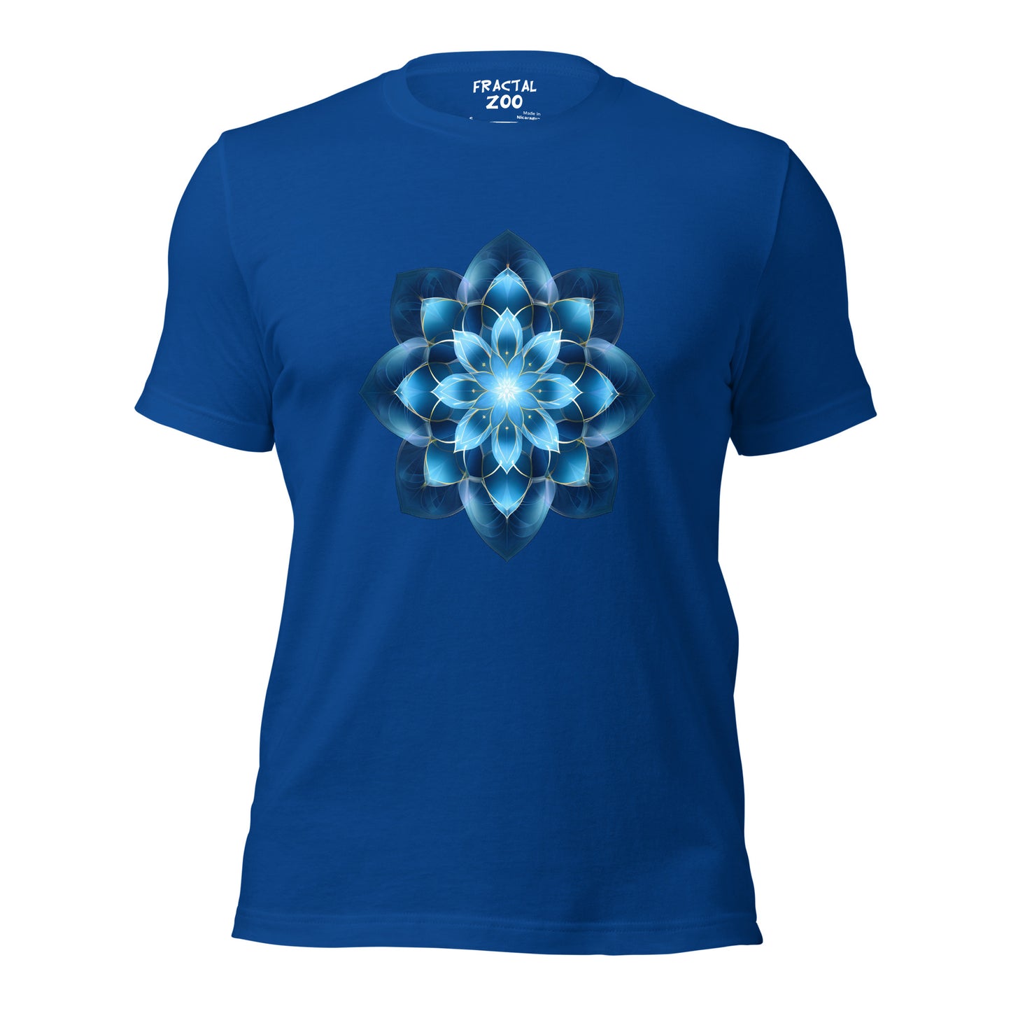 Azure Geometric Bloom T-Shirt | A Harmony of Nature and Math Where Artistry Meets Sustainability