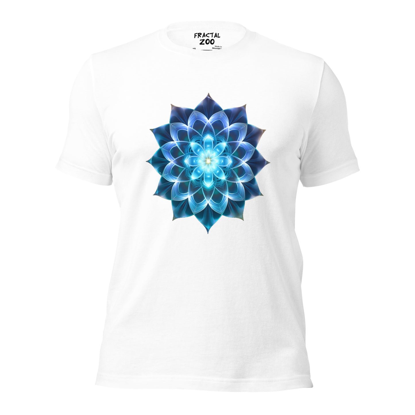 Sacred Blue Blossom Tee | Art, Geometry, and Eco-Friendly Fashion Converge