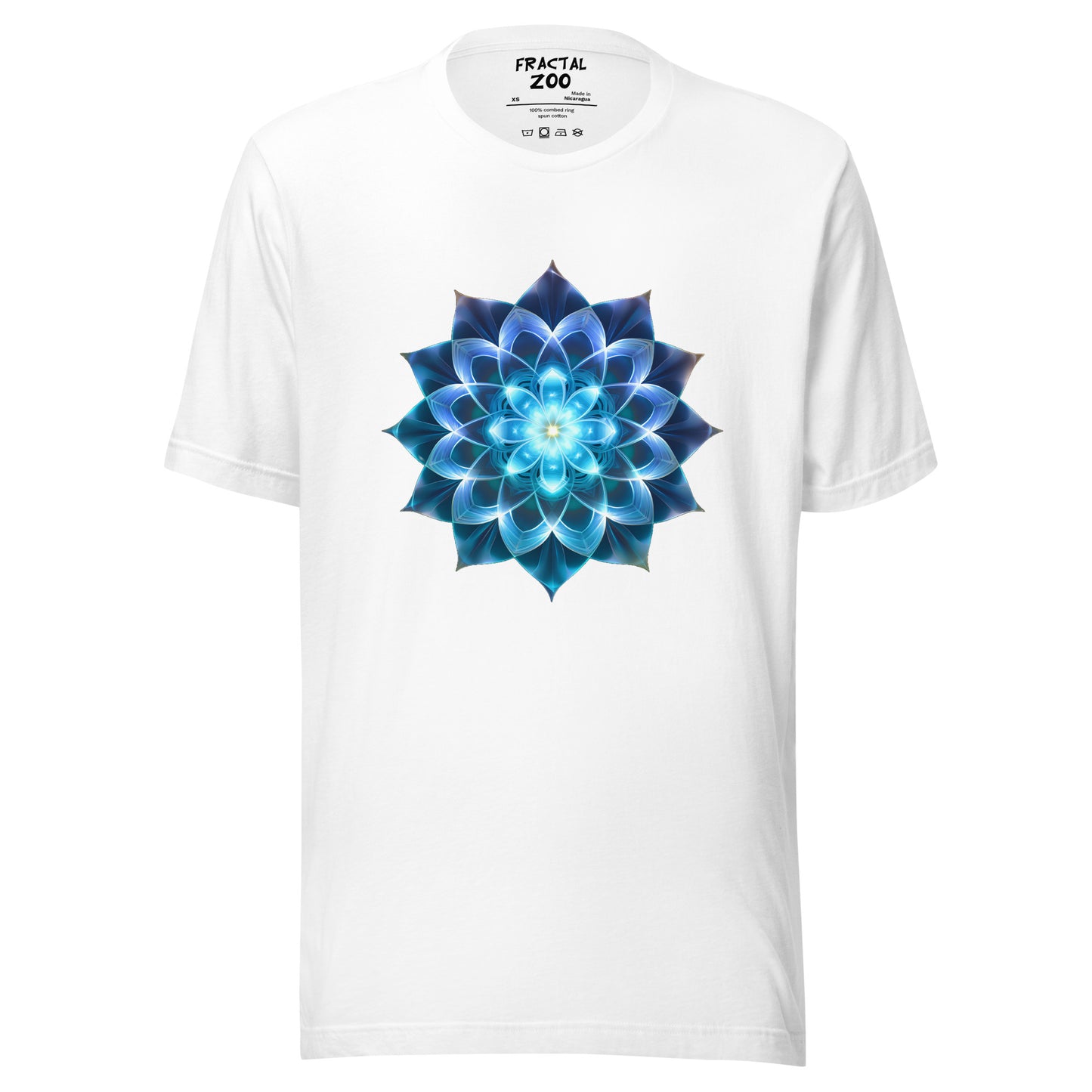 Sacred Blue Blossom Tee | Art, Geometry, and Eco-Friendly Fashion Converge