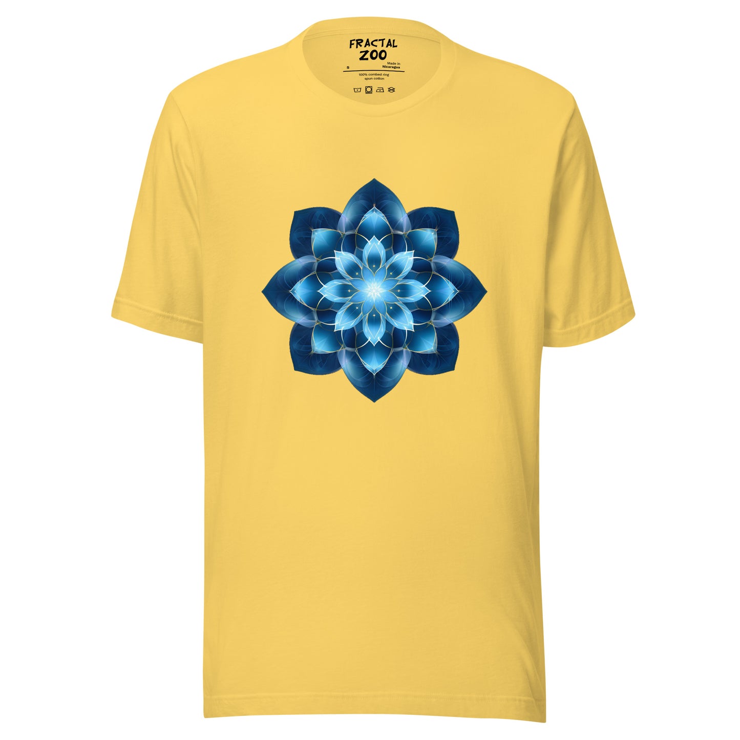 Azure Geometric Bloom T-Shirt | A Harmony of Nature and Math Where Artistry Meets Sustainability