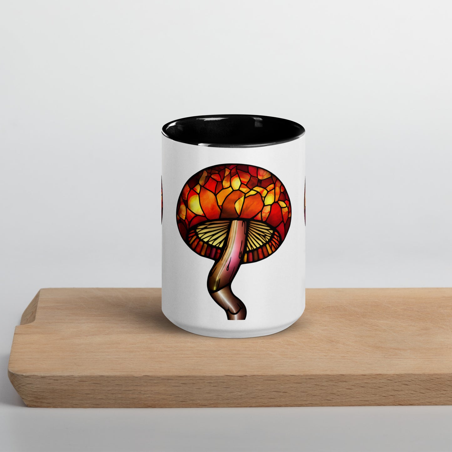 Stained-Glass Mushroom Mug with Color Inside | Mugs with Vibrant Rim