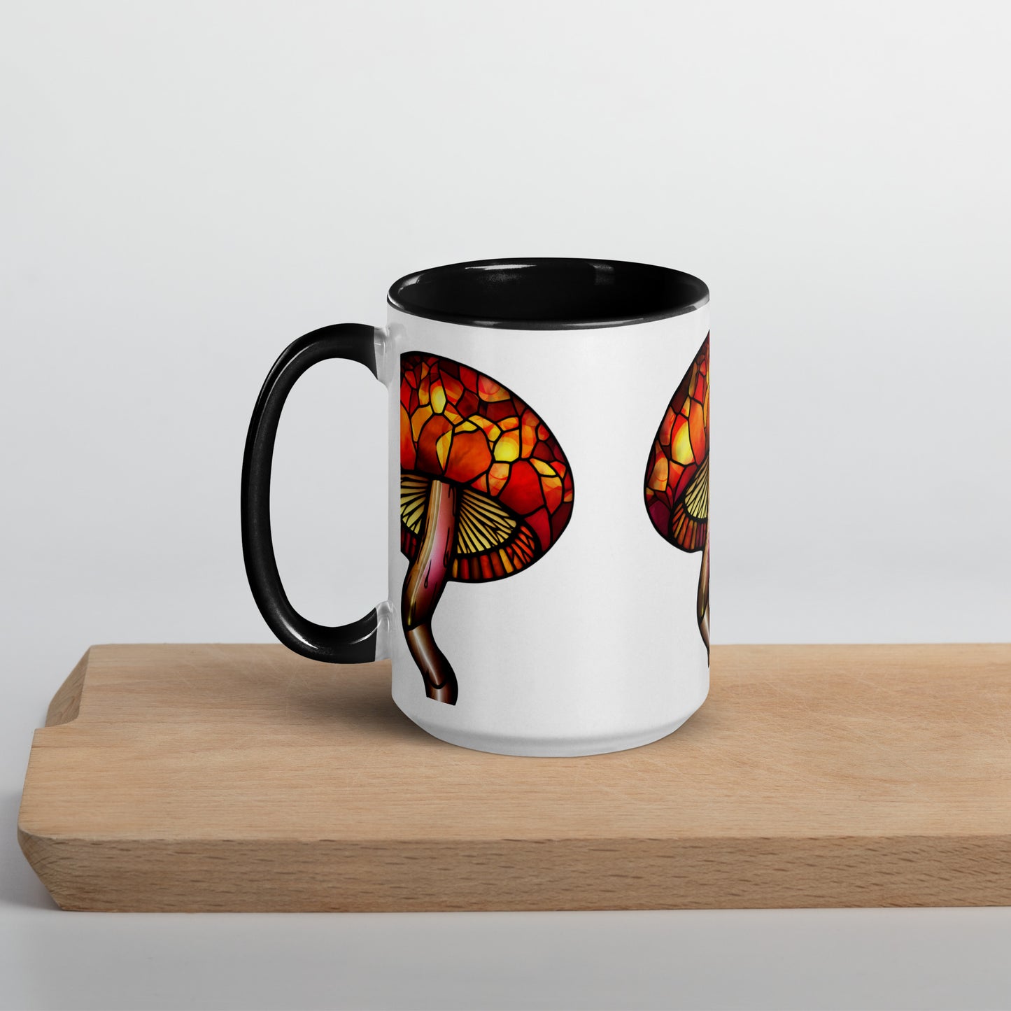 Stained-Glass Mushroom Mug with Color Inside | Mugs with Vibrant Rim