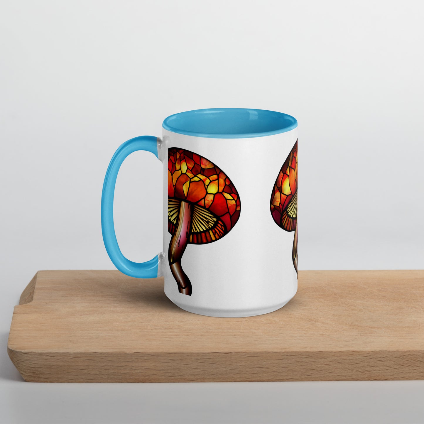 Stained-Glass Mushroom Mug with Color Inside | Mugs with Vibrant Rim