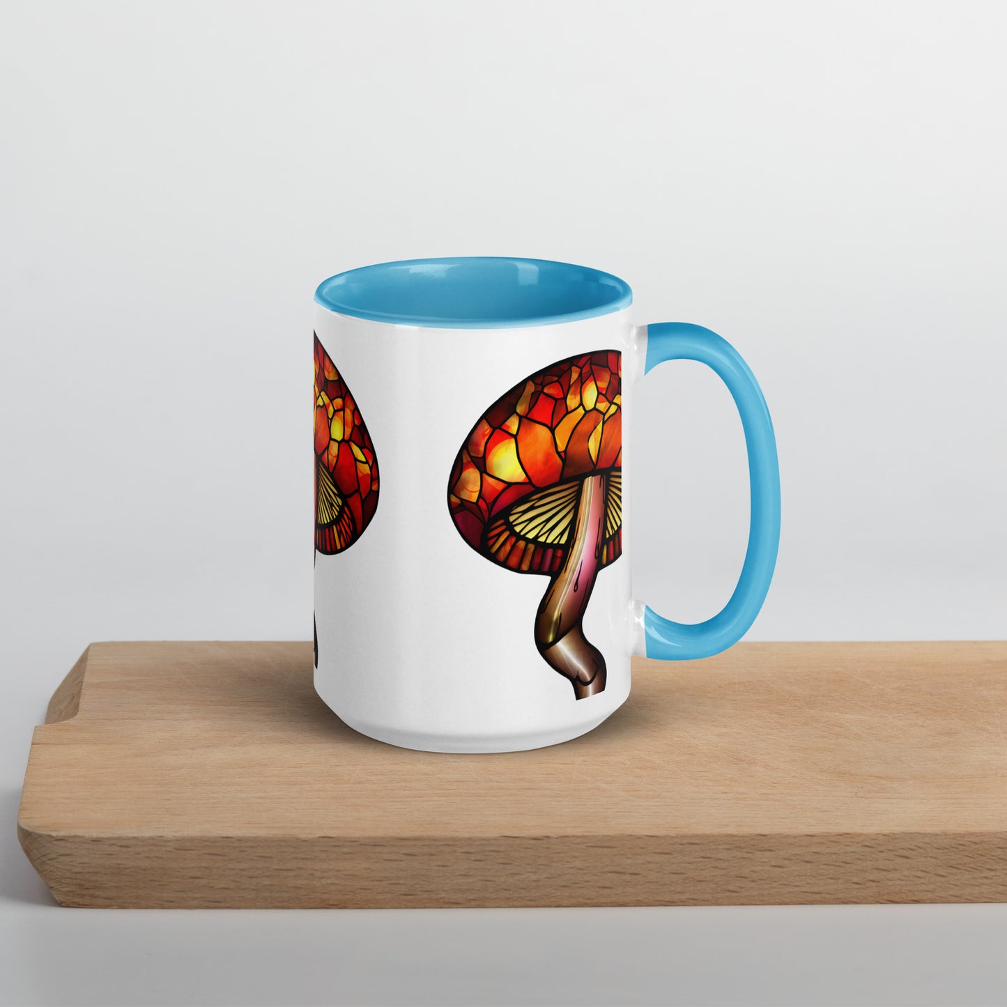 Stained-Glass Mushroom Mug with Color Inside | Mugs with Vibrant Rim