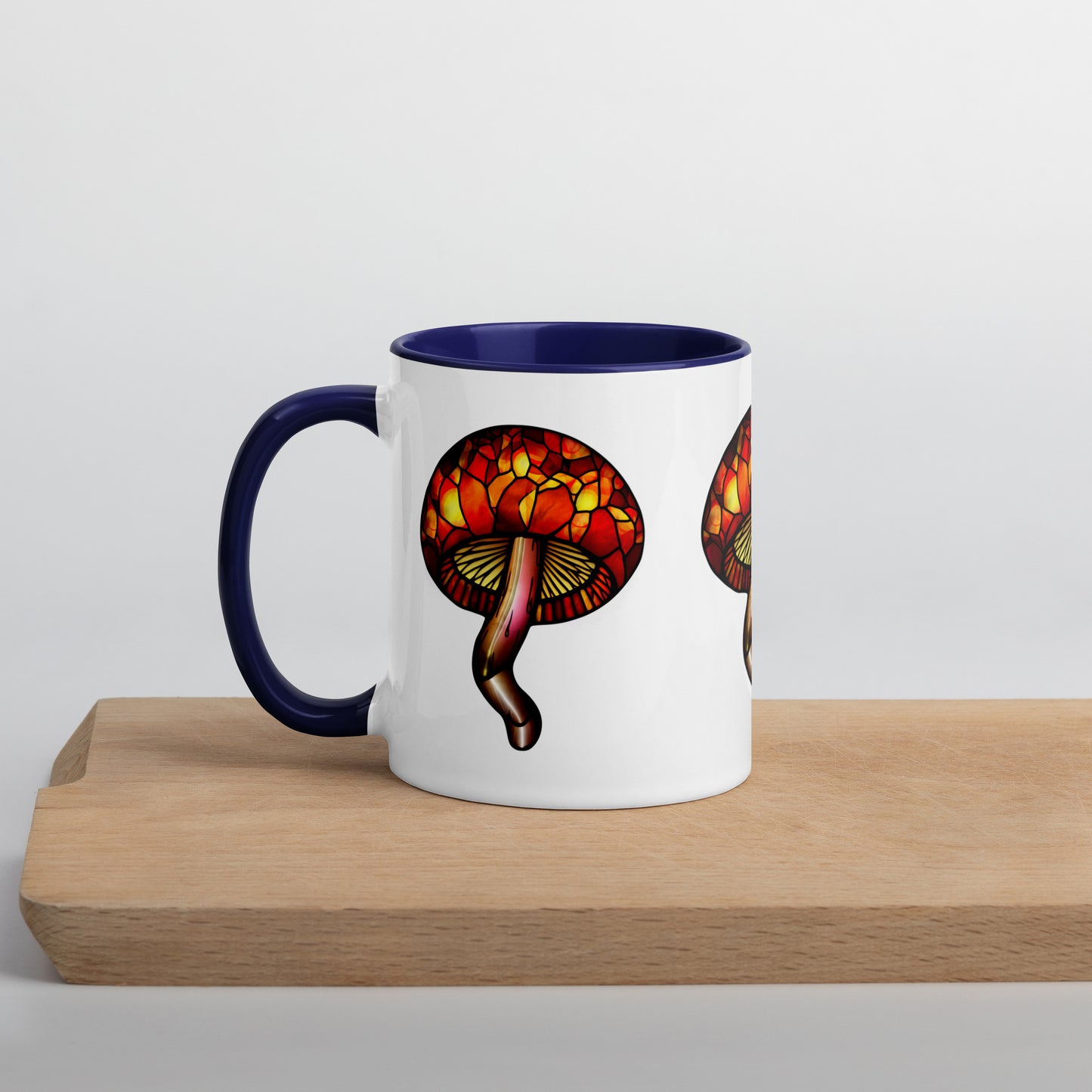 Stained-Glass Mushroom Mug with Color Inside | Mugs with Vibrant Rim