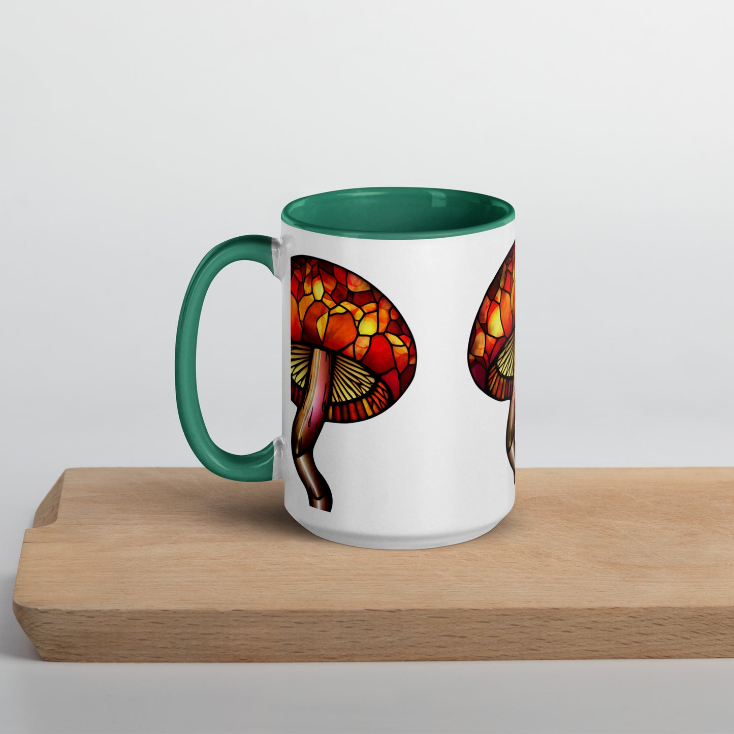 Stained-Glass Mushroom Mug with Color Inside | Mugs with Vibrant Rim