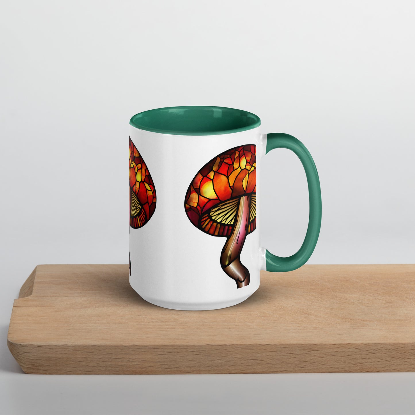 Stained-Glass Mushroom Mug with Color Inside | Mugs with Vibrant Rim