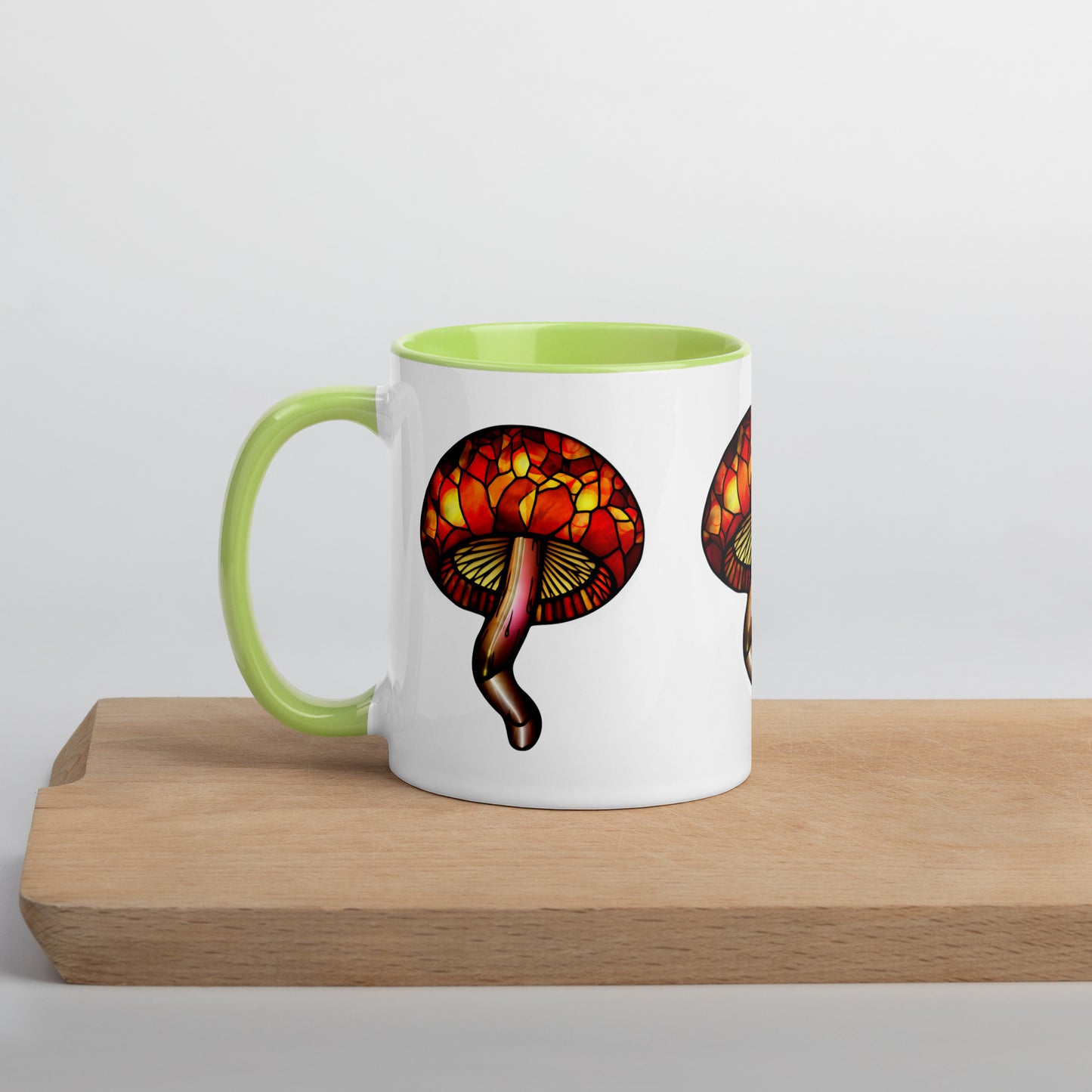 Stained-Glass Mushroom Mug with Color Inside | Mugs with Vibrant Rim