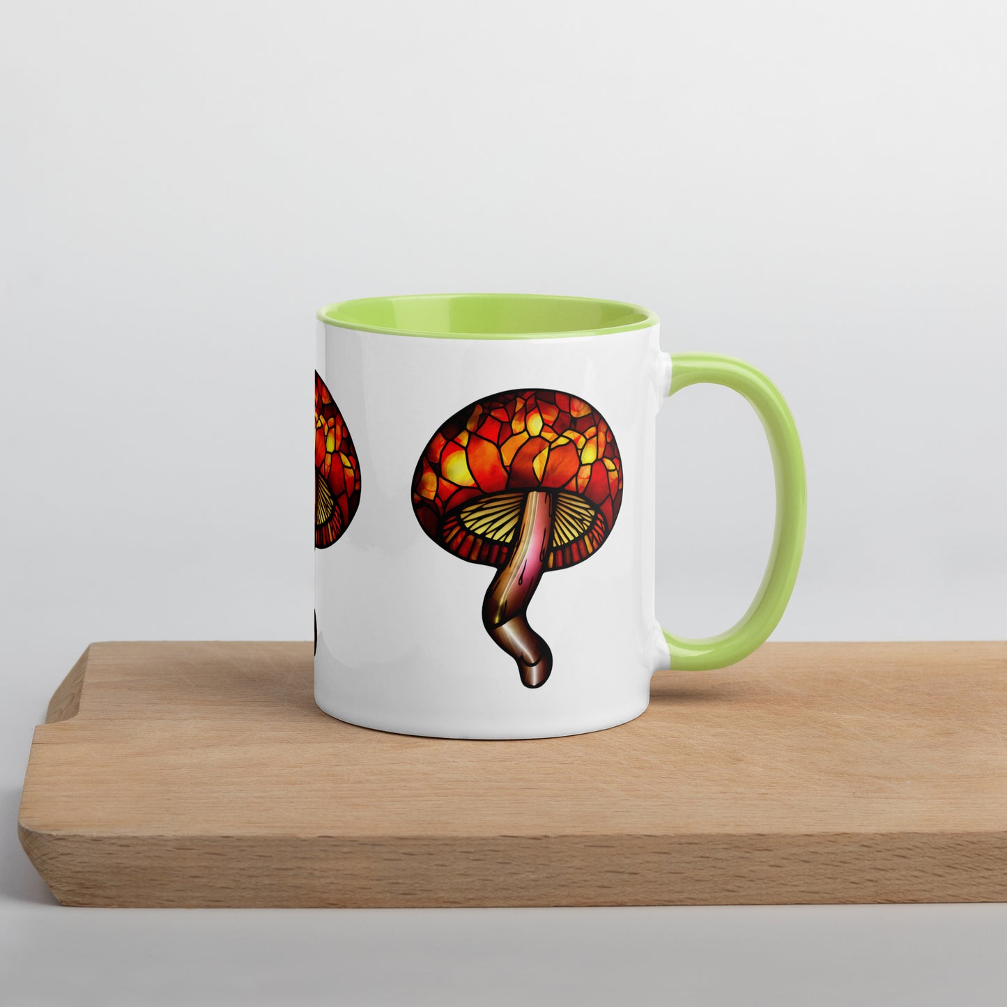 Stained-Glass Mushroom Mug with Color Inside | Mugs with Vibrant Rim