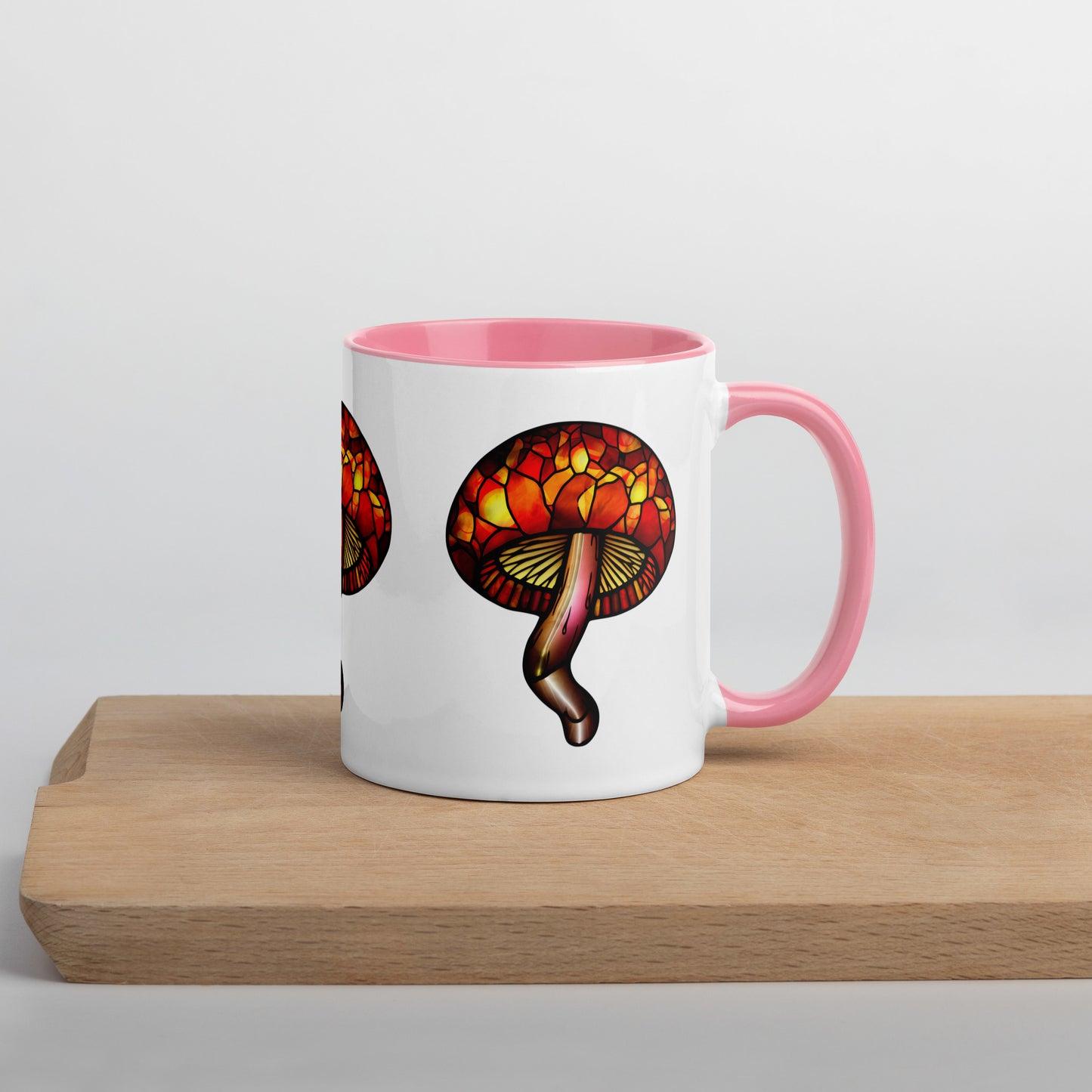 Stained-Glass Mushroom Mug with Color Inside | Mugs with Vibrant Rim