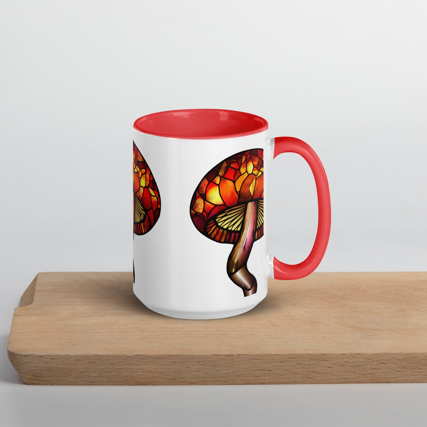 Stained-Glass Mushroom Mug with Color Inside | Mugs with Vibrant Rim