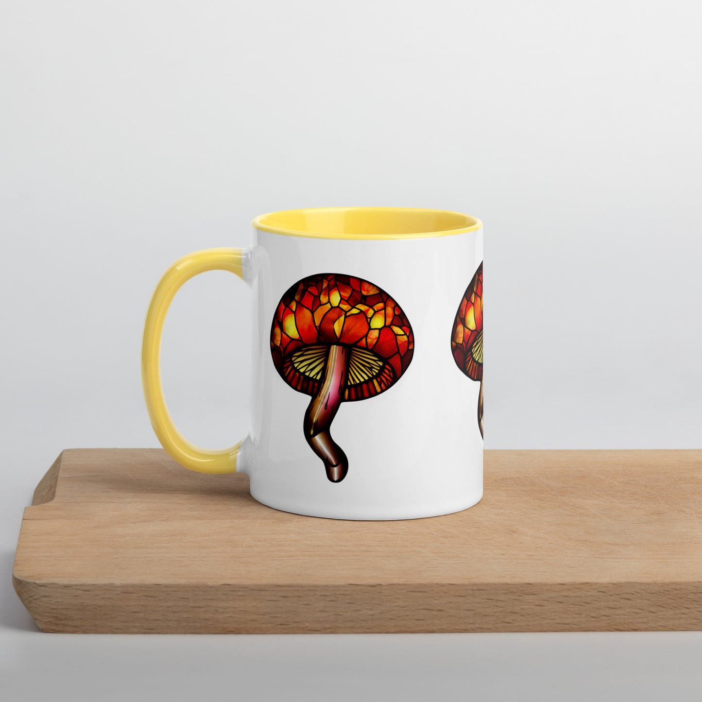 Stained-Glass Mushroom Mug with Color Inside | Mugs with Vibrant Rim